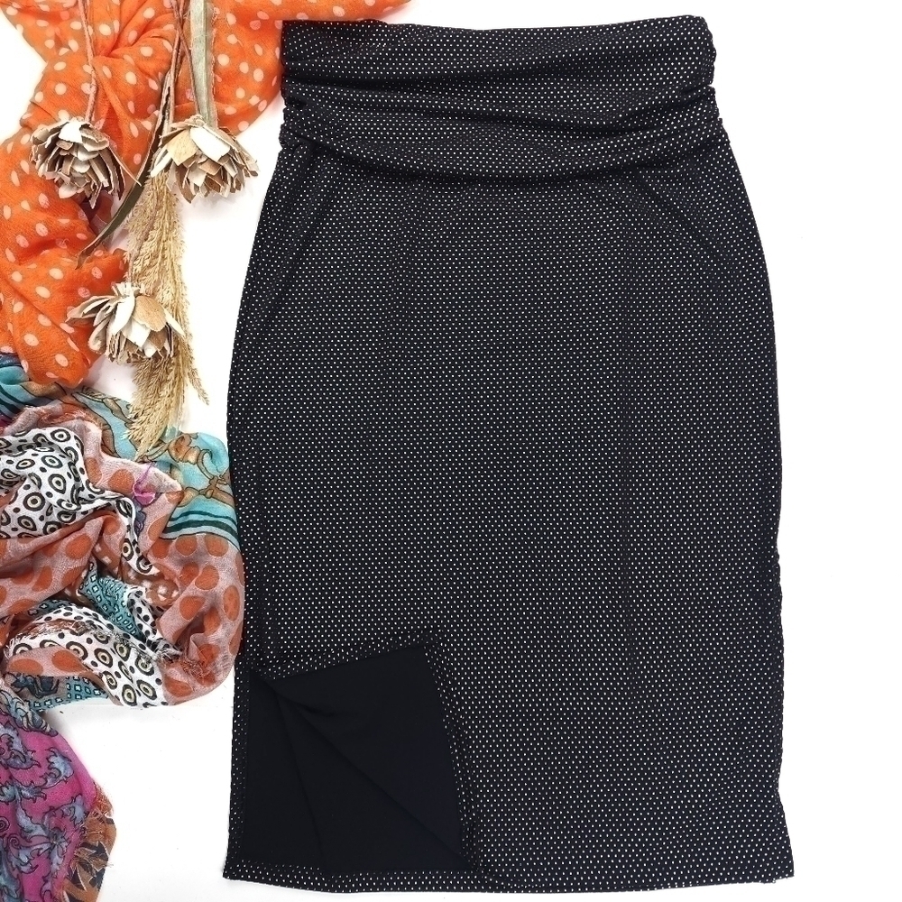 New DKNY Dark Brown Silver Studded Skirt Sz M